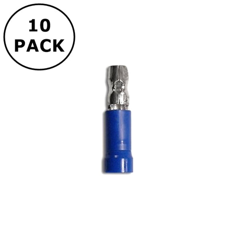 (2871) 0.156″ Male Blue Vinyl Insulated Bullet Terminals 16-14AWG Wire 10 Pack