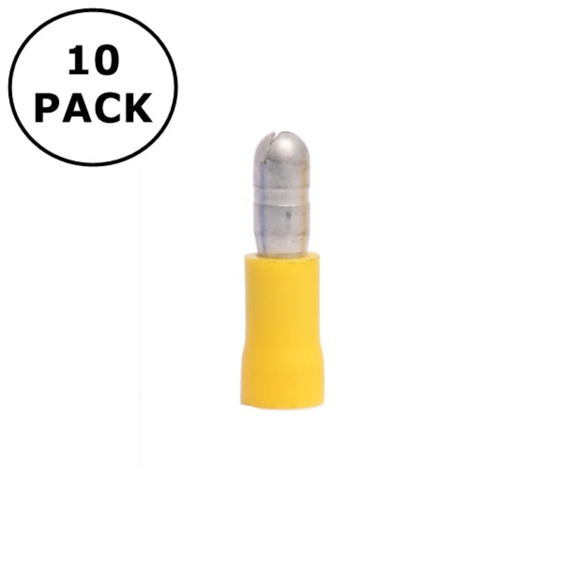 (2874) 5002874 0.156″ Male Yellow Vinyl Insulated Bullet Terminals 12-10AWG ~ 10 Pack