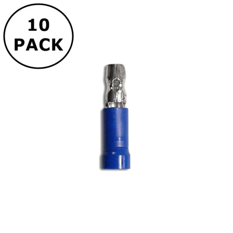 (2880) 0.180″ Male Blue Vinyl Insulated Bullet Terminals 16-14AWG Wire 10 Pack