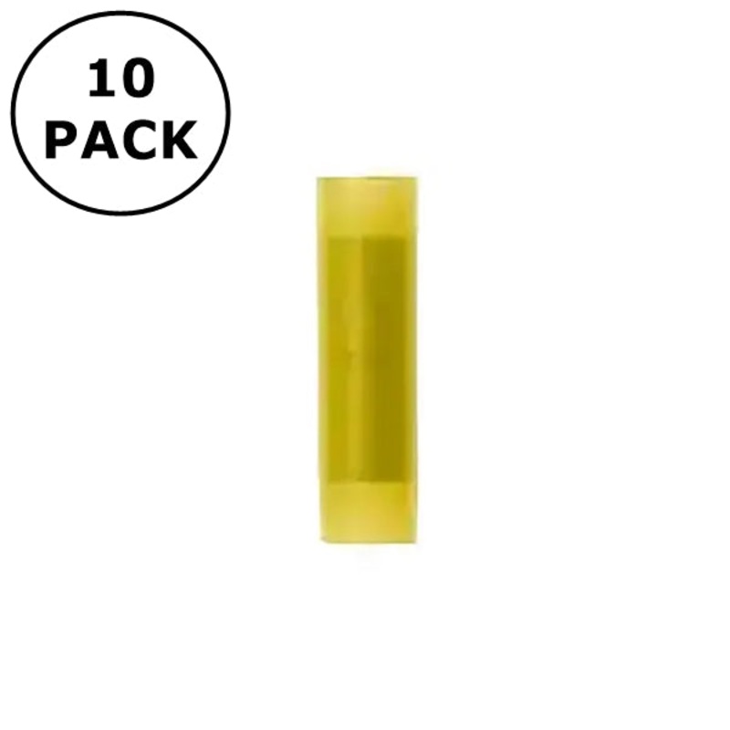 (3600) Yellow Nylon Insulated Seamless Butt Connectors 12-10AWG Wire 10 Pack