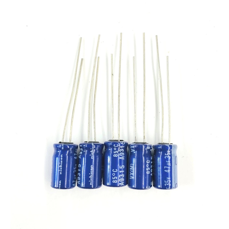 Lot of 5 Nichicon 47uF, 35V, 85C Aluminum Electrolytic Capacitor, Radial Lead