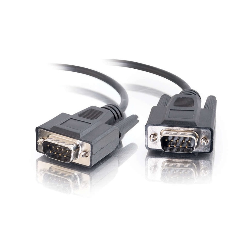C2G #25218 1 Foot (0.3m) Black DB9 Male to Male RS232 Serial Cable w/Thumbscrews