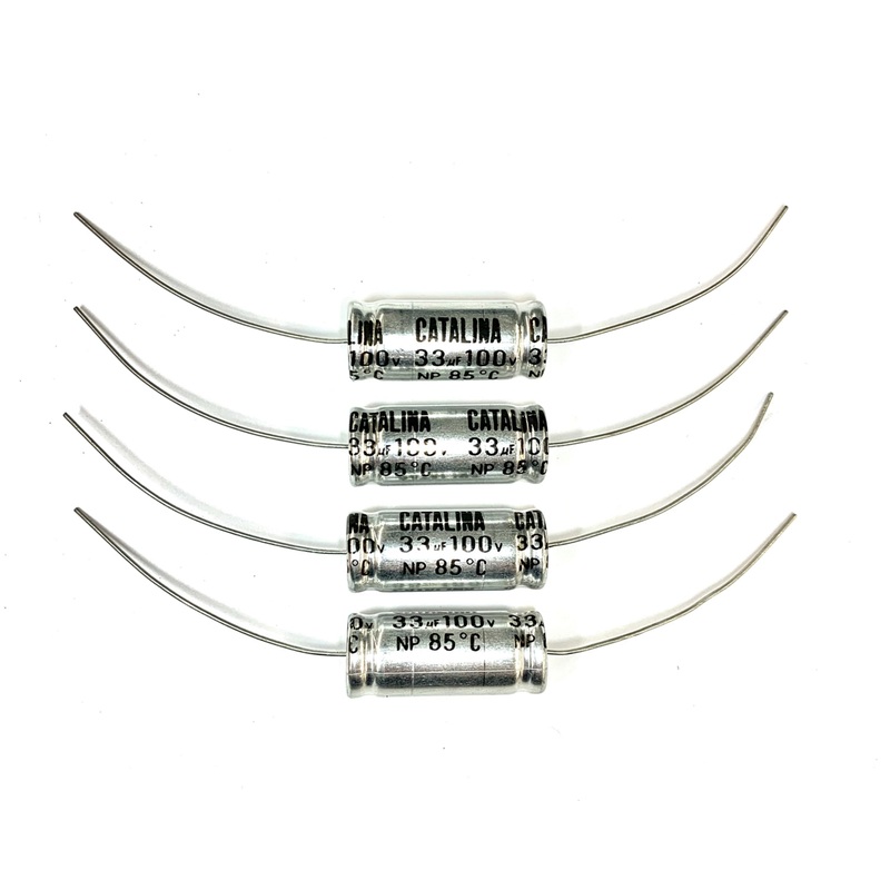 Lot of 4 Catalina 33uF @ 100V Non Polarized Axial Electrolytic Capacitors