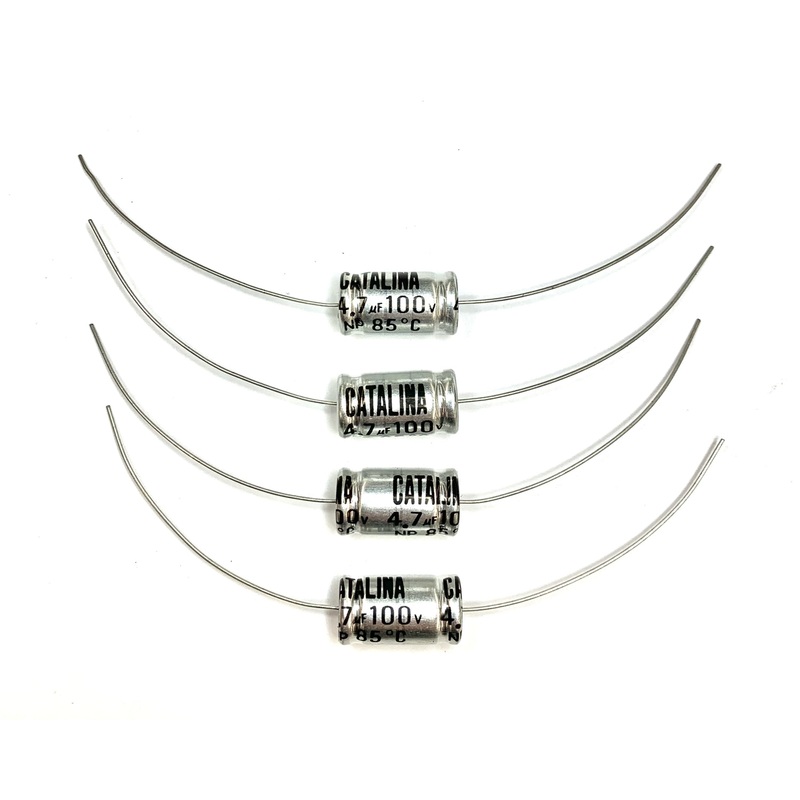 Lot of 4 Catalina 4.7uF @ 100V Non Polarized Axial Electrolytic Capacitors
