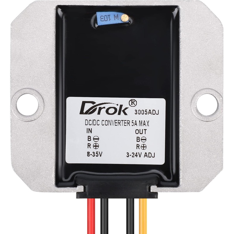 VRUD8-35-3-24-5A, MVO  Adjustable Voltage Regulator, IP68 Waterproof DC to DC Buck Converter 8-35V to 3-24V 5A,