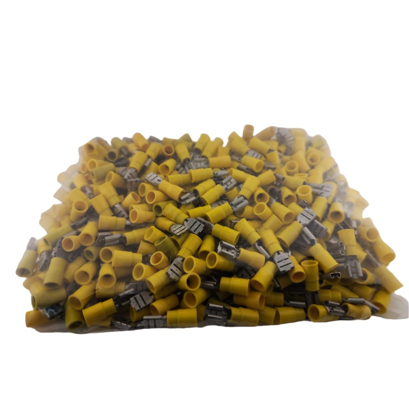 0.250″ Female Yellow Vinyl Insulated Quick Disconnects 12-10AWG ~ 500 Pack