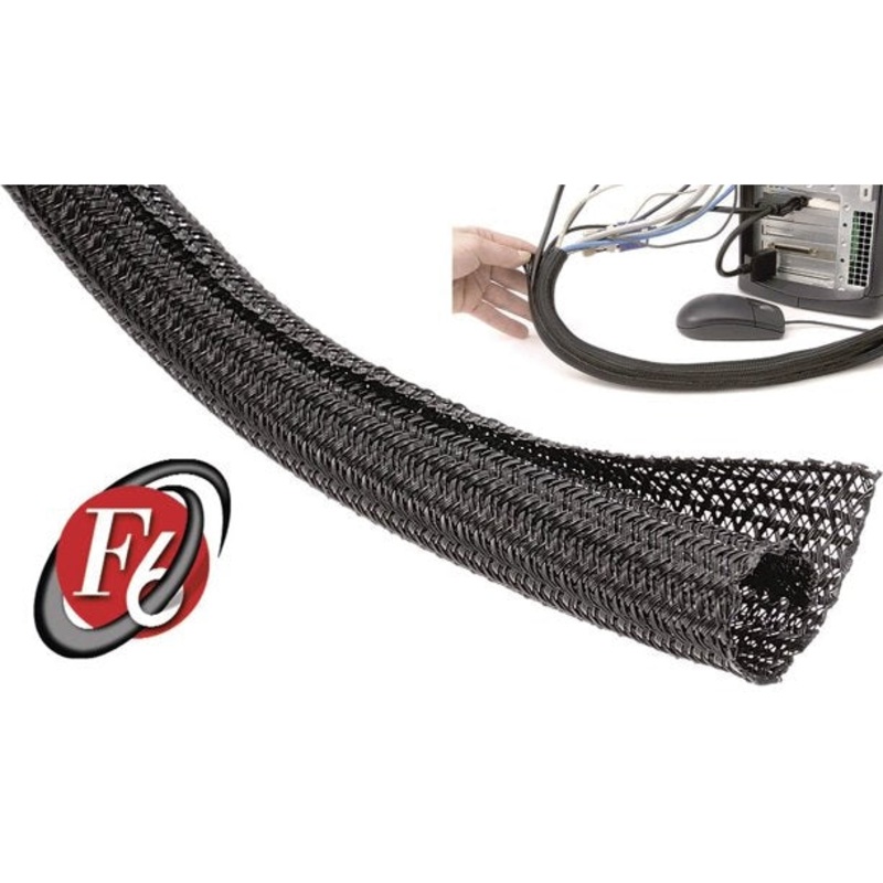 5 Foot Length of Tech Flex F6N0.50BK, 1/2″ I.D. Split Tube Braided Sleeving