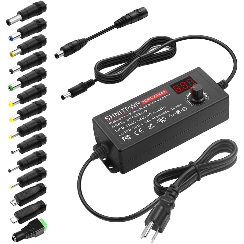 MVDC3-24-2A ADJ DC 3V 5V 6V 9V 12V 15V 16V 18V 19V 20V 24V Variable Universal AC/DC Adapter 100V-240V AC to DC Converter