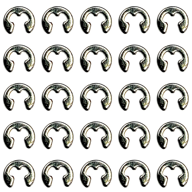NEW PRB EK2.5, 25 Pack of 2.5mm E-Clips for 2.5mm Diameter Shaft Grooves