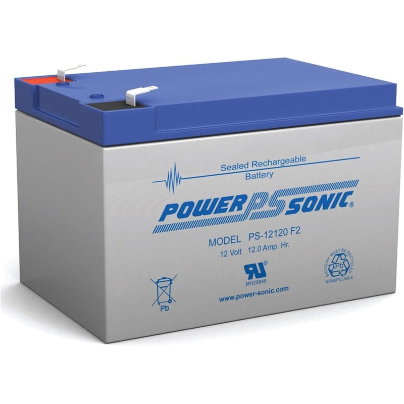 PS-12120F2, Powersonic -12 Volt/12 Amp Hour Sealed Lead Acid Battery with F2 Terminals