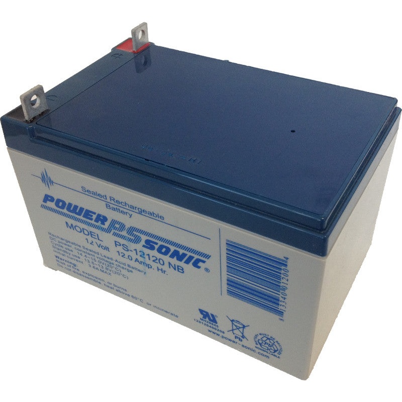 PS-12120NB, Powersonic -12 Volt/12 Amp Hour Sealed Lead Acid Battery with Nut Bolt
