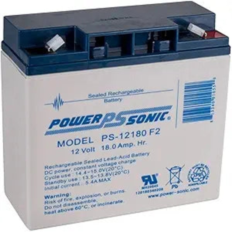 PS-12180 F2, Powersonic  12V 18AH SLA Battery.