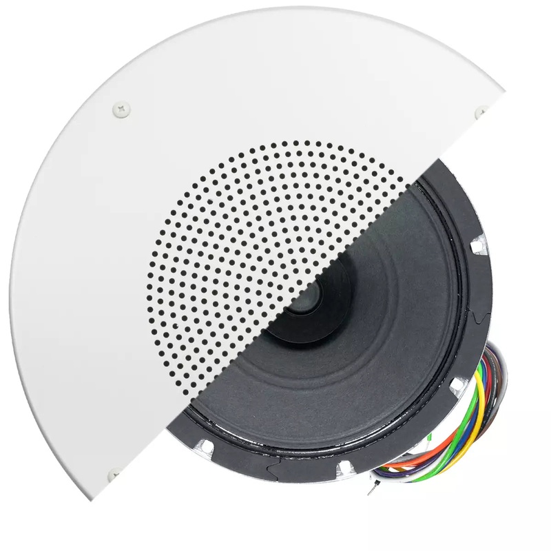 R1810-72, Lowell 8 Inch Dual Cone Speaker with 25/70V Transformer & White Grille