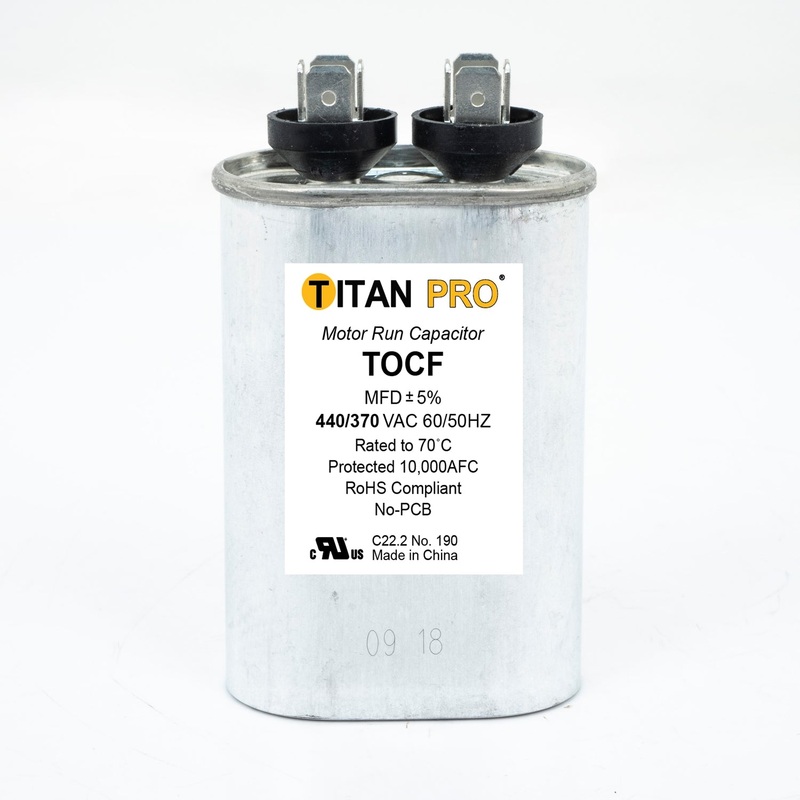 Titan Pro TOCF10, 10uF @ 440/370V AC, Motor Run Capacitor (MRC440V10)