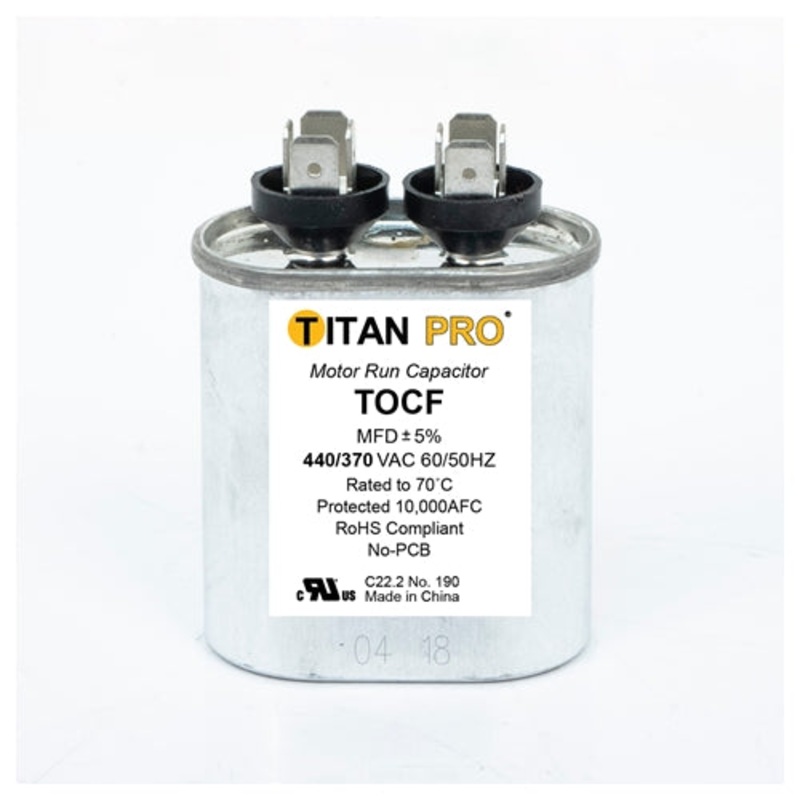 Titan Pro TOCF7.5, 7.5uF @ 440/370V AC, Motor Run Capacitor (MRC440V7.5)