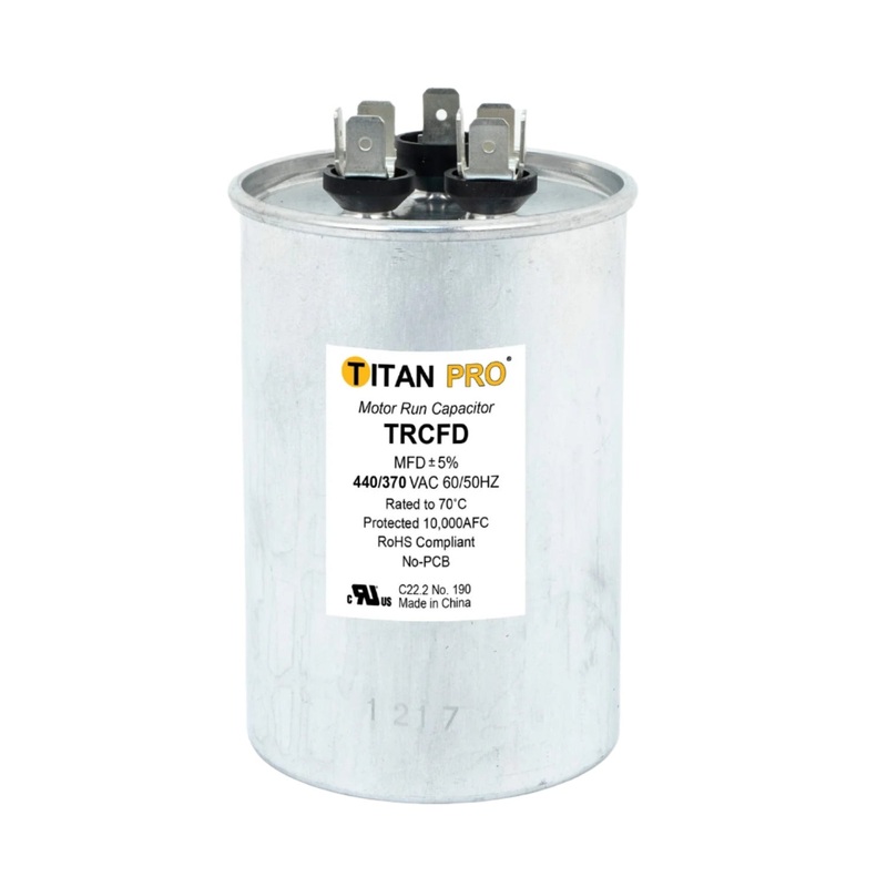 Titan Pro TRCFD505, 50uF+5uF 440/370V AC, Motor Run Capacitor (MRRC440V5/50)