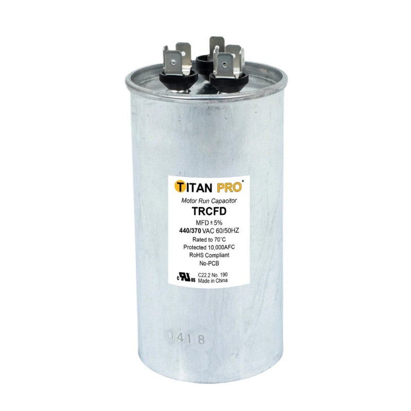 Titan Pro TRCFD6075, 60uF+7.5uF 440/370V AC Motor Run Capacitor (MRRC440V7R5/60)