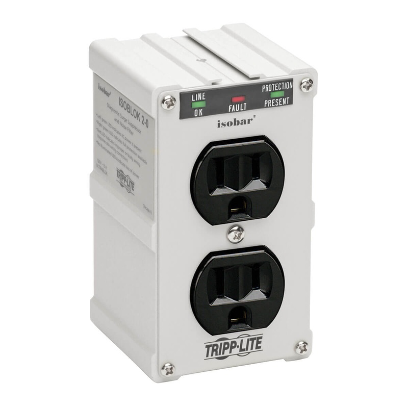 Isoblok2-0 Tripp Lite – Isobar 2-Outlet Surge Protector, Direct Plug-In, 1410 Joules, Diagnostic LEDs, Metal Housing