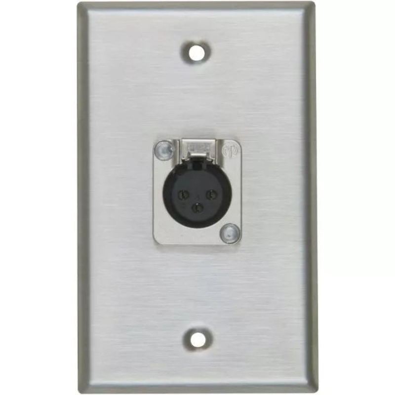 MV WP1004 Single-Gang Stainless Wall Plate with Single XLR Female Connector