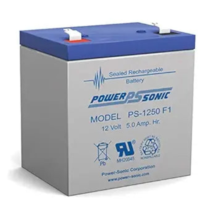 PS-1250F1. vPowersonic 12V 5.0AH @ 20-hr. 12V 4.5 AH @ 10-hr. (PS-1250F1) Sealed Lead acid