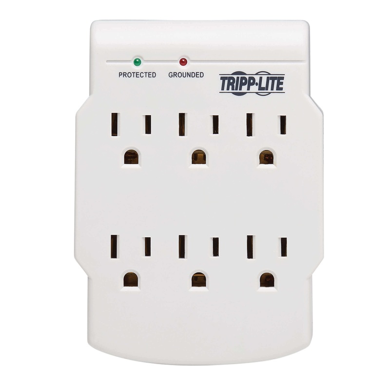 SK6-0 Tripp Lite – 6-Outlet Low-Profile Surge Protector, Direct Plug-In, 750 Joules, Diagnostic LED