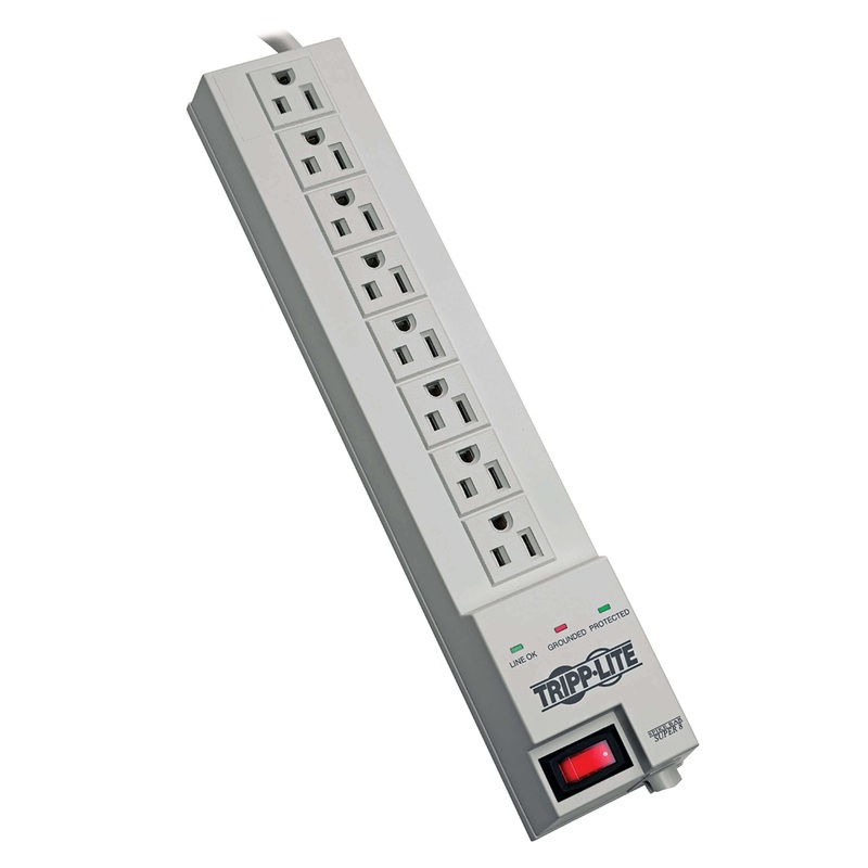 SK6-6 (SUPER8) Tripp Lite – 8-Outlet Home Computer Surge Protector, 8 ft. (2.43 m) Cord, 1080 Joules, Space-Saving Plug