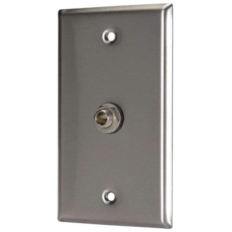 SP-112B, RapCo Single-Gang Stainless Wall Plate with 1 Switchcraft 12B TRS (1/4″) Connector