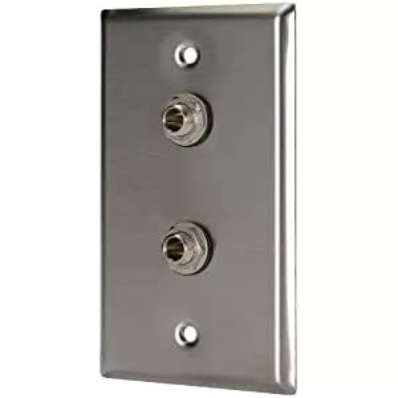 SP-212B,Rapco Single-Gang Stainless Wall Plate with 2 Switchcraft 12B TRS (1/4″) Connectors