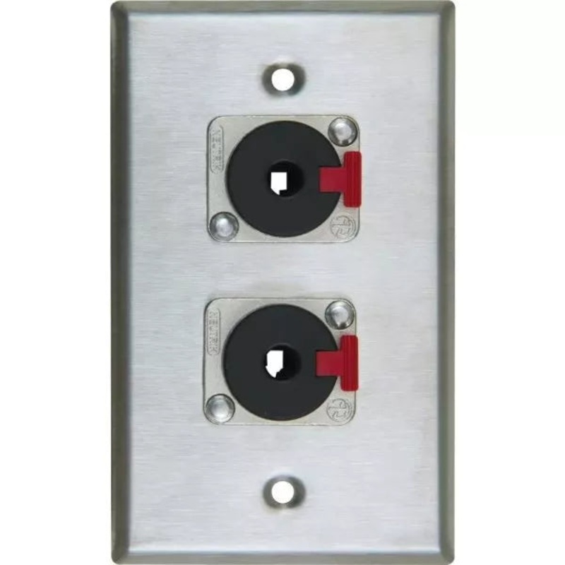 WP1007, ProCo Single-Gang Stainless Wall Plate with 2 Latching TRS (1/4″) Connectors