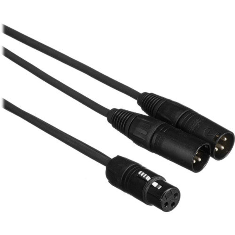 YMXF2XM-1, ProCo 1-XLR Female to 2-XLR Male Y-Cable, 12″ Length