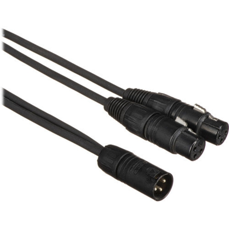 YMXM2XF-1, ProCo 1-XLR Male to 2-XLR Female Y-Cable, 12″ Length