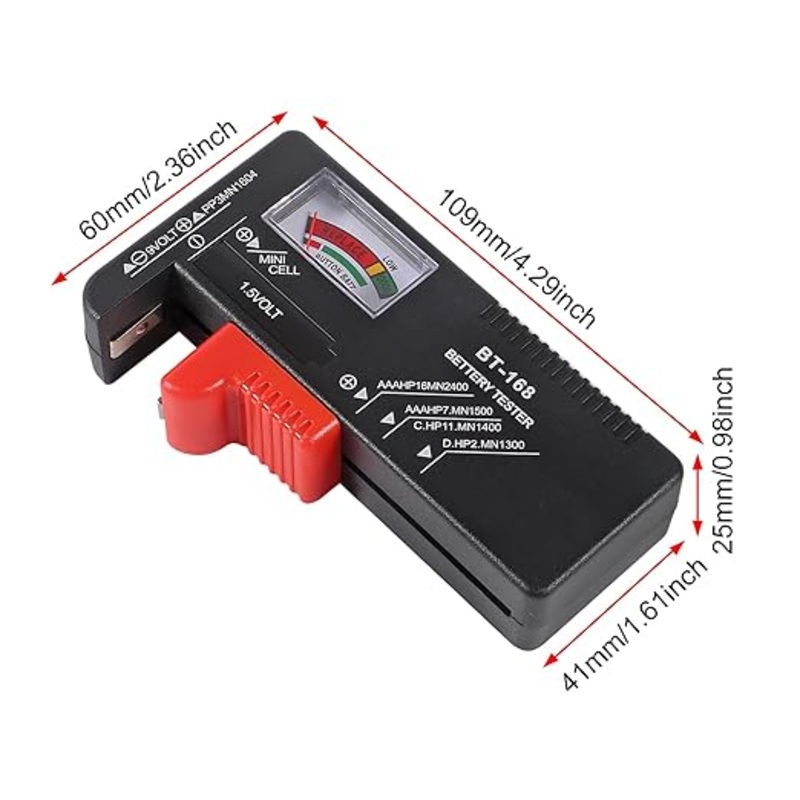 MVBT-1680 Battery Tester Checker, Small Universal Battery Checker Tester for AA AAA C D 9V 1.5V, Button Cell Batteries Checker – Small Volt Checker for All Batteries