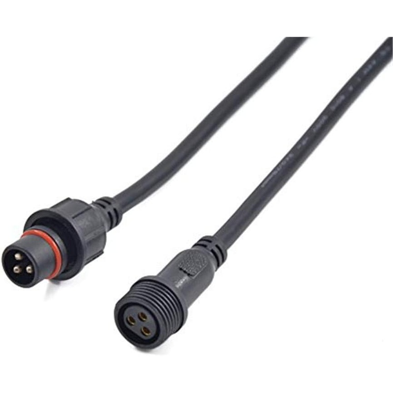 MVLED-3S-WP 3pin 20mm Black Electrical Connector Extension Cable 40cm/Pair 0.3mm 15mm Nut