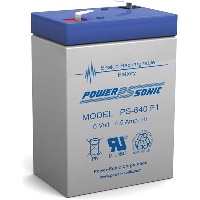 Powersonic PS-640F1-6 Volt/4.5 Amp Hour Sealed Lead Acid Battery with 0.187 Fast-on Connector