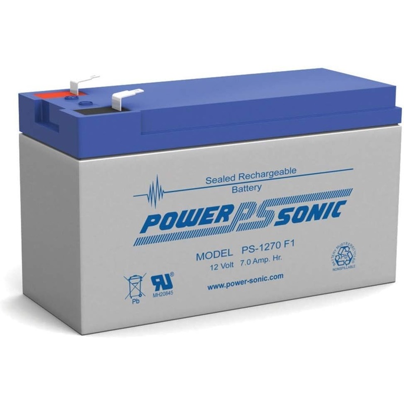 PS-1270 f1, Powersonic  Rechargeable Sealed Lead Acid Battery 12V 7AH for General Purpose, Medical, Emergency Lighting, Fire and Security with F1 Terminals