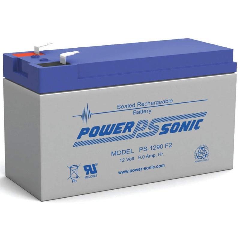 PS-1290F2, Powersonic  12 Volt 9 Amp Hour Rechargeable SLA Battery (F2 Terminals)