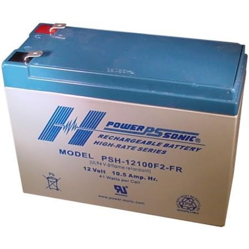 PSH-12100F2-FR Power-Sonic 12V/10.5AH Sealed Lead Acid Battery w/ F2 Terminal