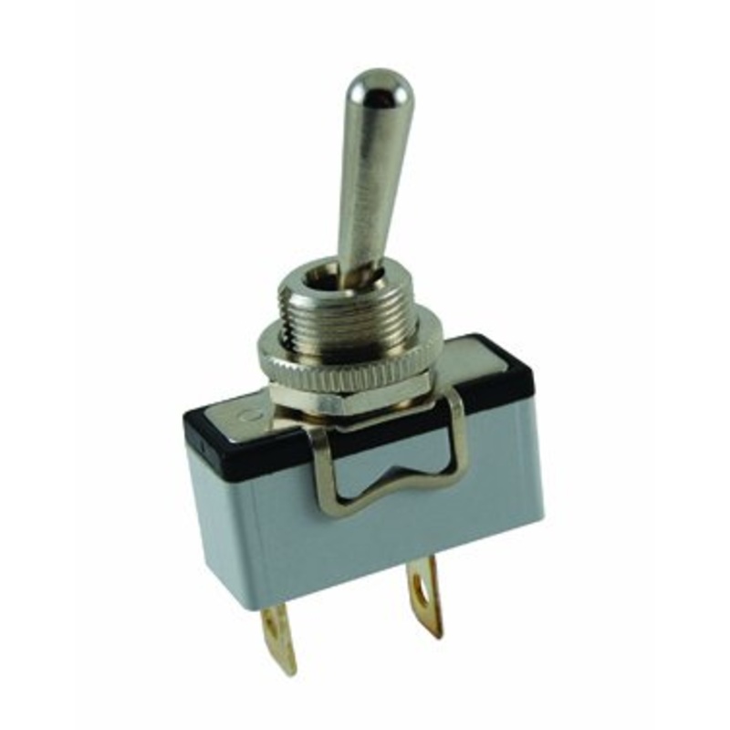 NTE Electronics 54-350 Bat Handle Toggle Switch, SPDT Circuit, ON-OFF-ON Action, Nickel Plated Brass Actuator, 0.25″ Quick Connect Terminals, 15 Amp, 250V