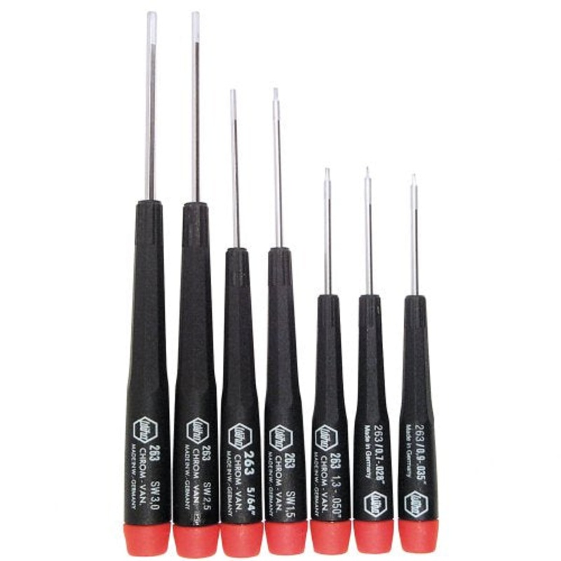 Wiha 26390 Screwdriver Set, Hex Metric With Precision Handle, .7 – 3.0mm, 7 Piece