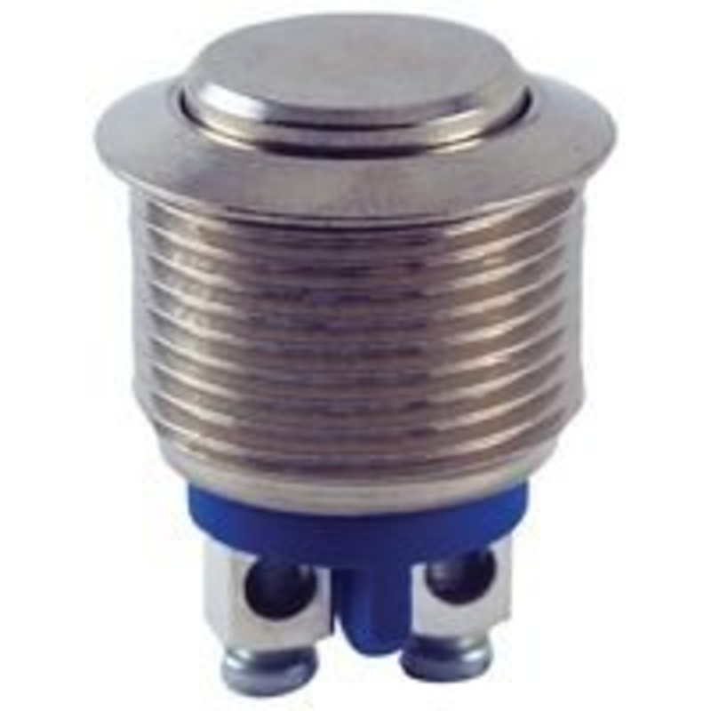 54-376 SWITCH ANTI-VANDAL 19MM SPST-NO OFF-(ON) 2A SCREW TERMINALS NICKEL PLATED BRASS CURVED BUTTON