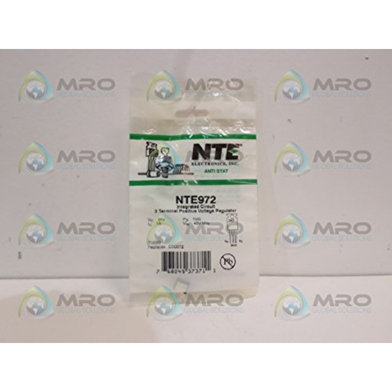 NTE Electronics NTE972 Integrated Circuit 3-Terminal Positive Voltage Regulator, TO-220 Package, 1 Amp Output Current in Excess, 24V Output Voltage