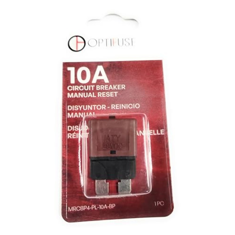 Circuit Breaker 10AMP 10 AMP Automotive Type (1pc) (Plugs in Like an ATC Fuse) MRCBP4-PL-10A OPTIFUSE (Push to Reset)