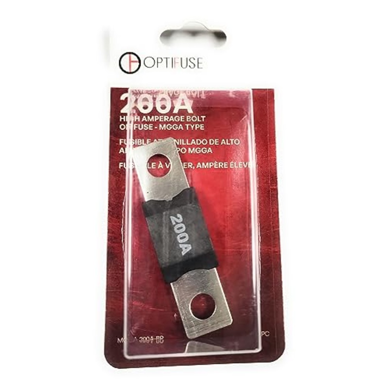 Fuse 200 AMP Automotive Type Fuse 32V MAX OPTIFUSE MGGA-200A Bolt-ON (MOUNTS with Two Holes 50MM Apart Center to Center) 18 MM Wide 10MM Height