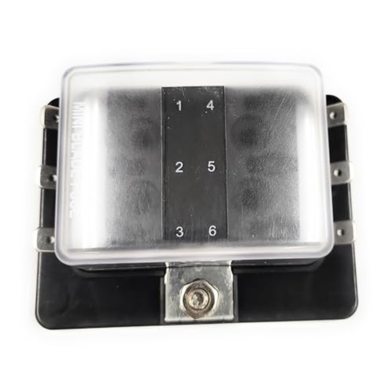 Fuse Holder BLM-306 OPTIFUSE (1 Unit) Holds 6 FUSES Mini Blade ATM AUTO Type Unit Also HAS Clear Cover 3.25 X 2.5 X 1.5 INCH Height USES .250 Q. C. Slide TERMINALS