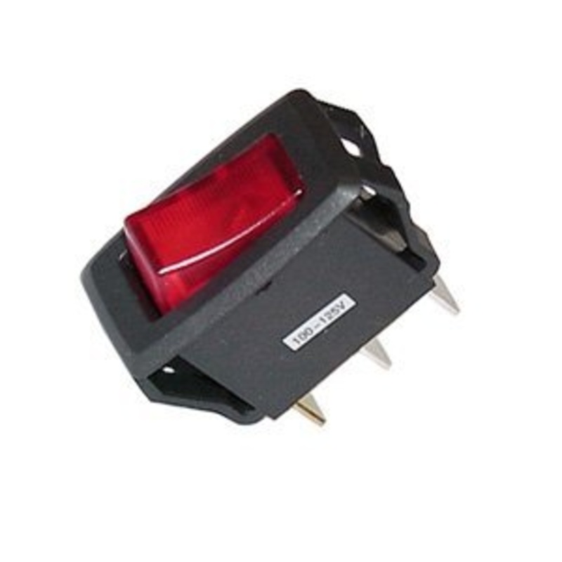 Lighted Rocker Switch w/ Red Actuator – SPST : 30-395