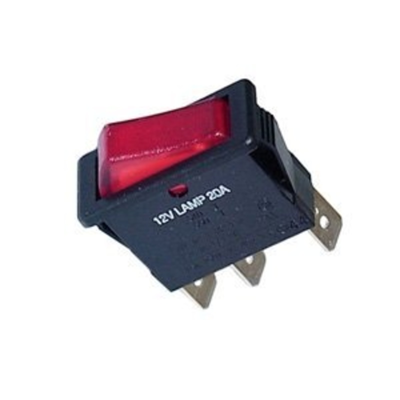Lighted Snap-In Rocker Switch w/ Red Actuator Lens – SPST : 30-550