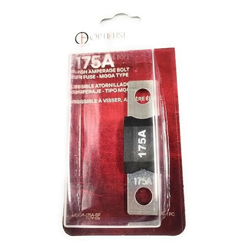 MEGA Fuse 175 AMP Automotive Type Fuse 32V MAX (1PC) OPTIFUSE MGGA-175A Bolt-ON (MOUNTS with Two Holes 50MM Apart Center to Center) 18 MM Wide 10MM Height
