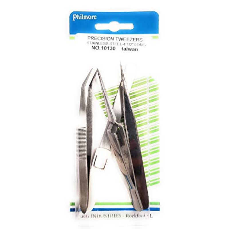 TWEEZER SET 4 PCS STAINLESS STEEL PRECISION TYPE PHILMORE LKG 10130
