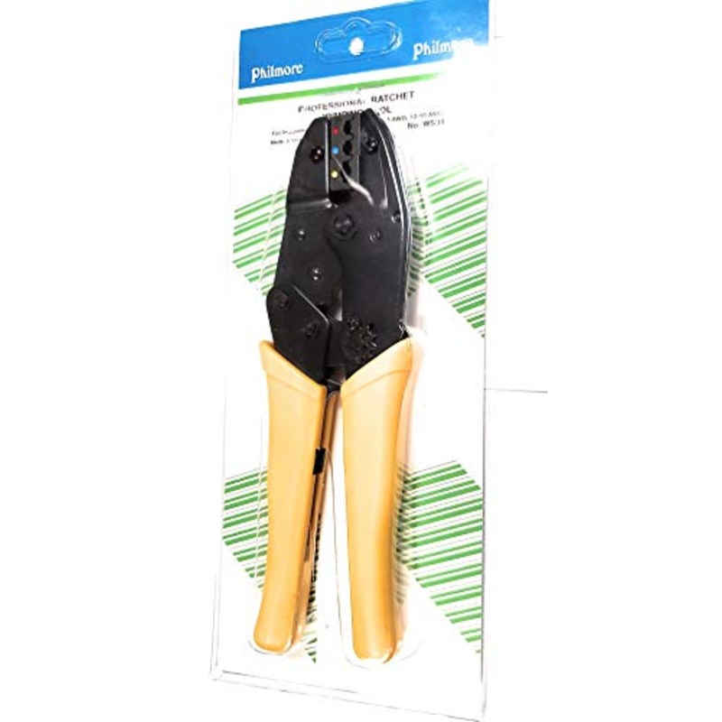 WS34 RATCHET CRIMP TOOL WITH DIE FOR INSULATED SOLDERLESS TERMINAL 22-10 AWG RED/BLUE/YELLOW