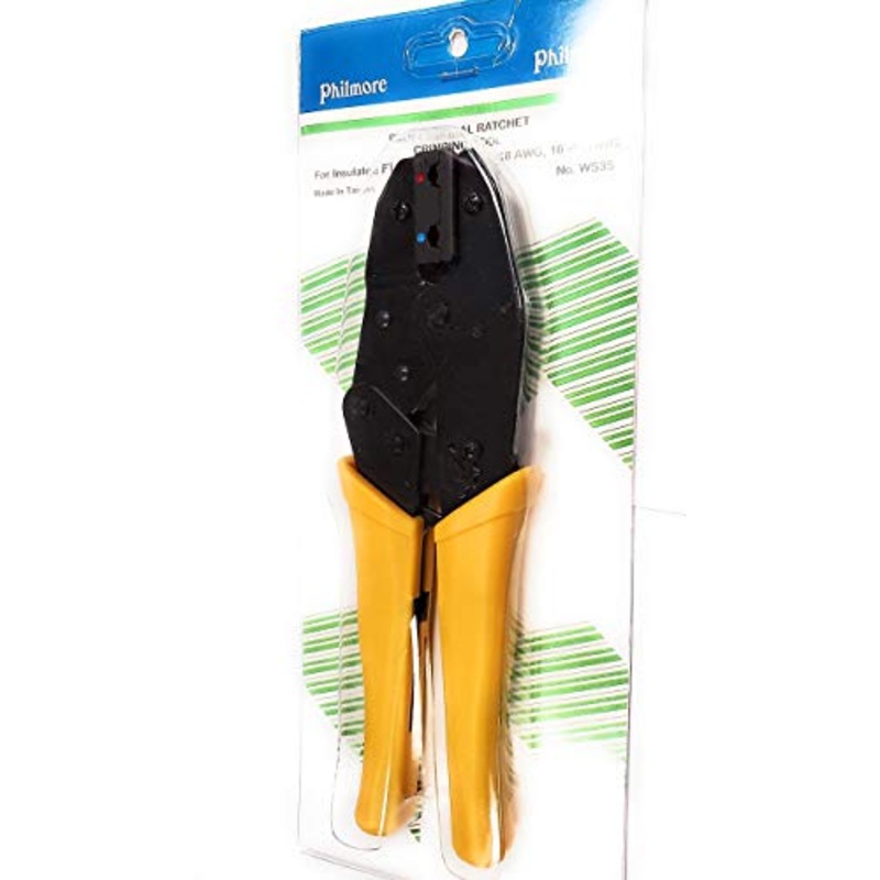 WS35 RATCHET CRIMP TOOL WITH DIE SET FOR INSULATED FLAG TERMINALS 22-14 GA